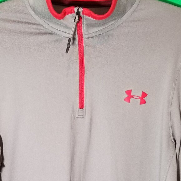 Under Armour Men Small Loose 1/4 Zip Long Sleeve Heatgear Gray Gym Sports Warm - Picture 3 of 6